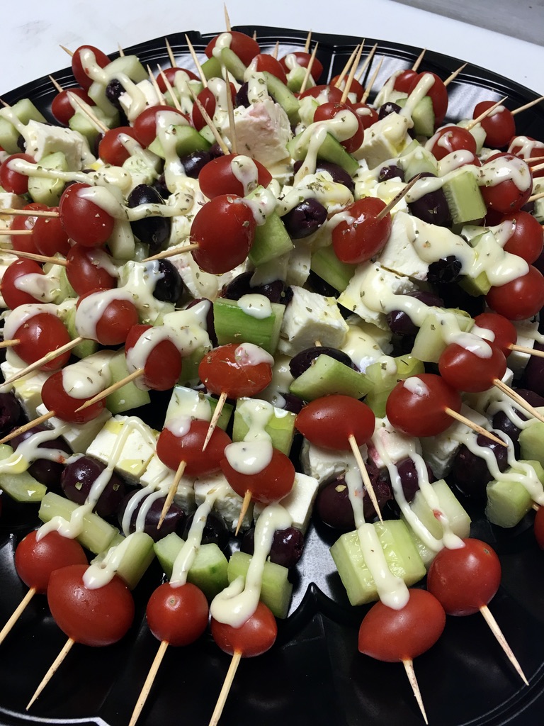 Greek-style appetizer skewers